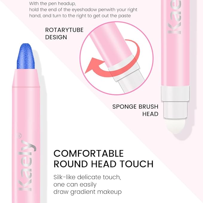 evpct 2Pcs Cream Eye Shadow Brightener Sticks Set for Eyes Waterproof, Violet & Royal Blue Shimmer Cream Eyeshadow Applicator Stick Long Lasting Pigmented Eye Makeup sombras en crema para ojos 9+13