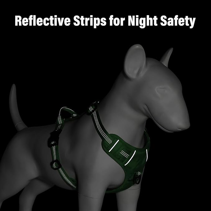 Plutus Pet No Pull Dog Harness, Reflective Adjustable Dog Vest Harness with Handle, Escape Proof, Soft Padded for Small Medium Large Dogs (Green, XS)