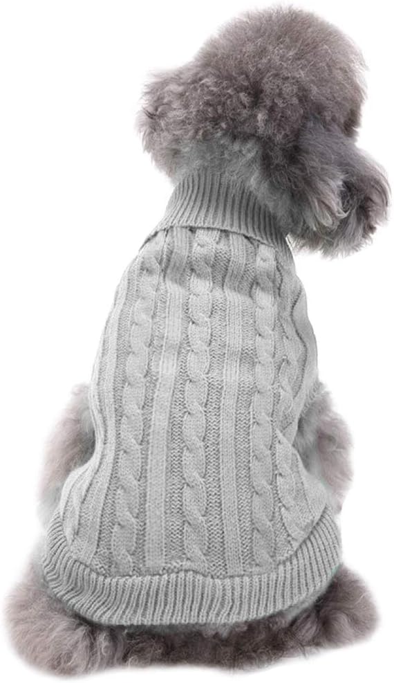 CHBORCHICEN Small Dog Sweaters Knitted Pet Cat Warm Dog Sweatshirt Winter Clothes Kitten Puppy Sweater (X-Small, Grey)
