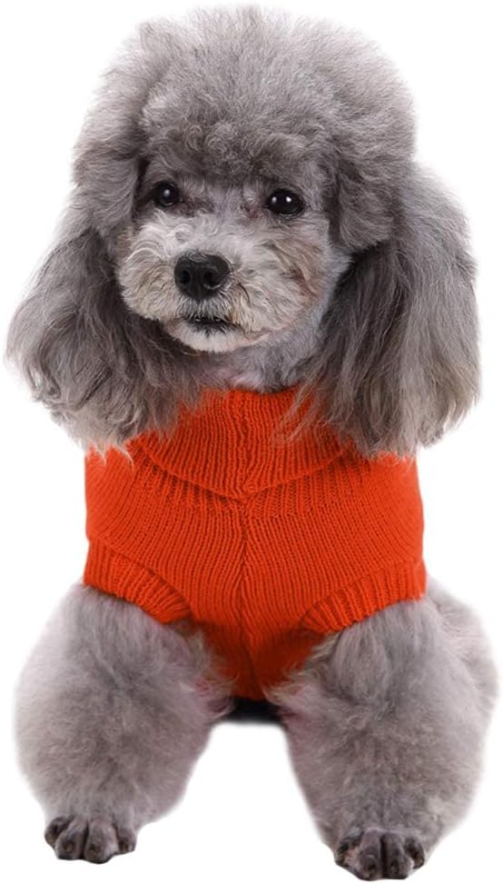 CHBORCHICEN Small Dog Sweaters Knitted Pet Cat Warm Dog Sweatshirt Winter Clothes Kitten Puppy Sweater (Medium, Orange)