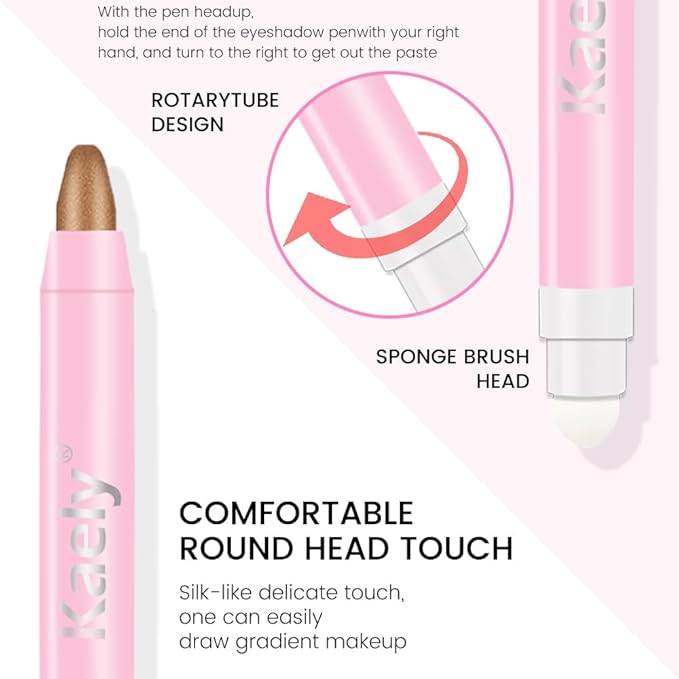 Kaely 2in1 Cream Eye Shadow Brightener Sticks for Eyes, Pencil Eyeshadow Applicator Stick Waterproof Pigmented, Eye Shadow Palette Highlighter Makeup, sombras para ojos, 20 Bronze Shimmer