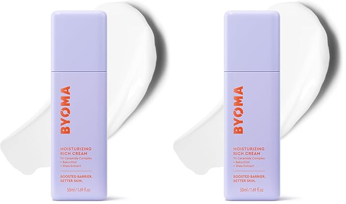 BYOMA Moisturizing Rich Cream-Barrier Repair Cream Face Lotion with Bakuchiol&Shea Extract-Ceramide Face Moisturizer for Dry Skin-Anti Wrinkle,Alcohol Free-Face Moisturizer-1.69 fl.oz,(Pack of 2)