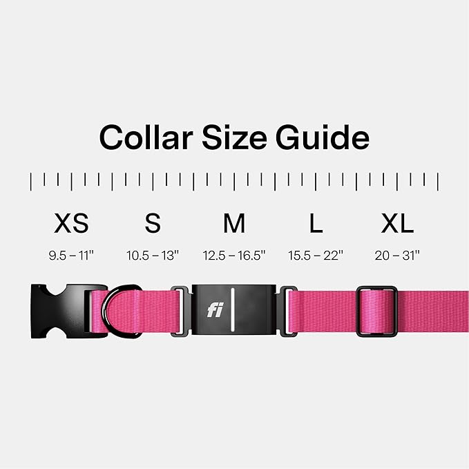 New Fi Series 3+ Smart Dog Tracker Collar [12 Month Membership Included] GPS Tracker for Dogs with Health & Behavior Monitoring, Escape Alerts, Waterproof, LED, Apple Watch Compatible (Pink, X-Small)