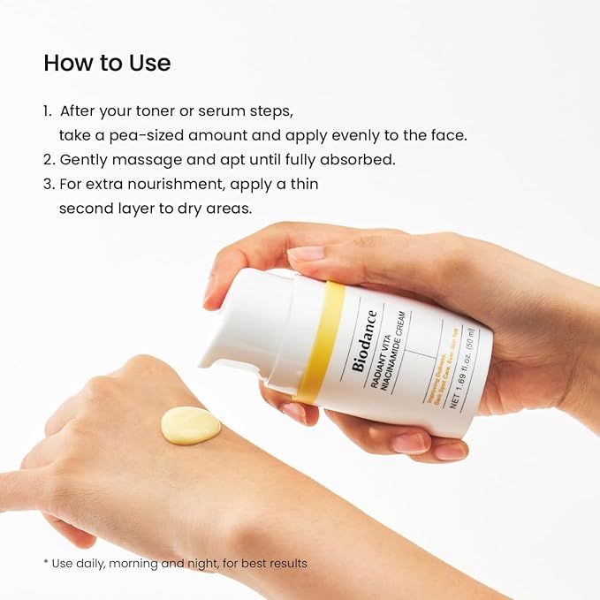 BIODANCE Radiant Vita Niacinamide Cream, Brightening, Dark Spot Correcting, Hydrating Facial Moisturizer with Vitamin C, B12, Korean Skin Care | 1.69 fl.oz, 50ml