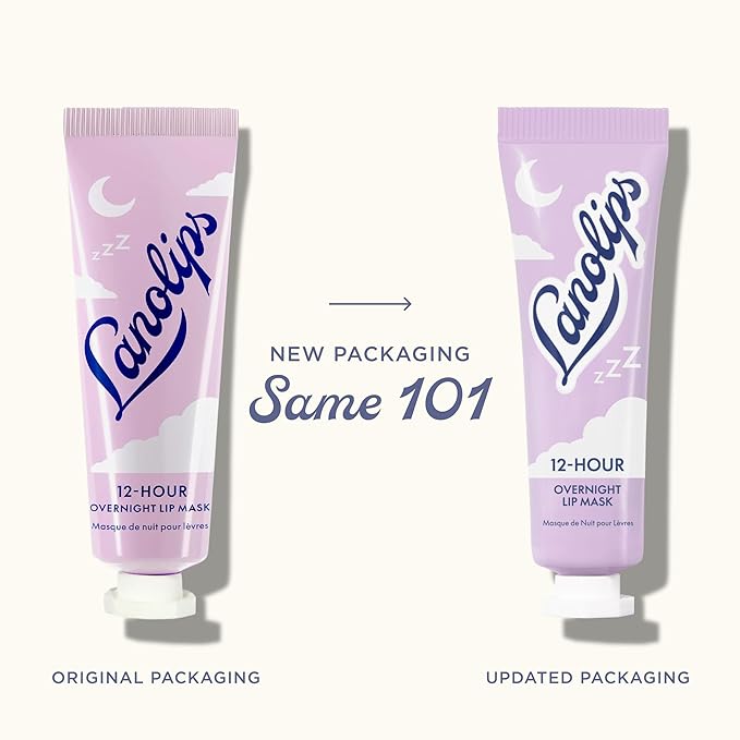 Lanolips 12 Hour Overnight Lip Mask - Rich Lanolin Lip Balm with Hyaluronic Acid, Vitamin C & Ceramides - Restore, Soften & Replenish While You Sleep - Cruelty-Free Hydrating Balm (0.52 oz / 15 g)