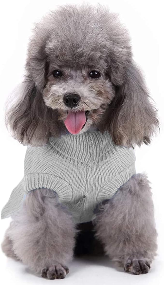 CHBORCHICEN Small Dog Sweaters Knitted Pet Cat Warm Dog Sweatshirt Winter Clothes Kitten Puppy Sweater (L, Dress-Grey)