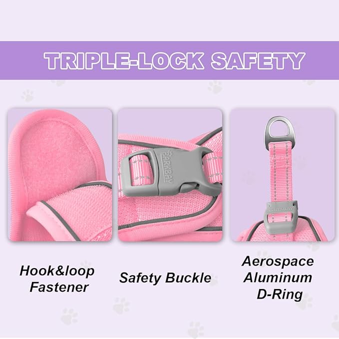 Cat Harness and Leash Set,Escape Proof Kitten Harness,Step in Adjustable Soft Lightweight,Easy Control,Reflective Strips Comfortable for Walking Travel(Baby Pink,XXXS)