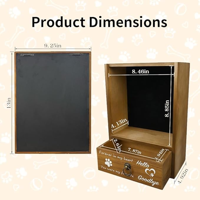 Pet Memorial Shadow Box 9.25x13 Memorial Gift Frame Pet Urn for Ashes Display Case for Dogs & Cats Remembrance Memory Keepsake with Mini Pet Urns