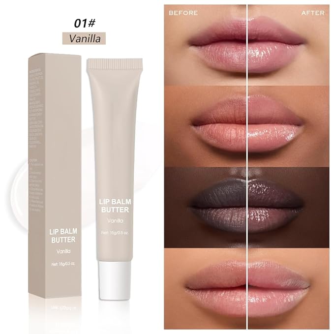 Summer Lip Butter Lip Balm, Ultra-Hydrating Natural Vegan Lip Balm, Sheer-Tinted Shine & Hydration, Soothes & Softens Dry Lips Skincare, Bálsamo labial hidratante #1 Vanilla