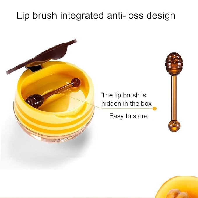 2 PCS Bee Lip Balm Honey Pot,Honey Propolis Lip Mask Moisturizing Moisture Nourishing Dry & Chapped Lips