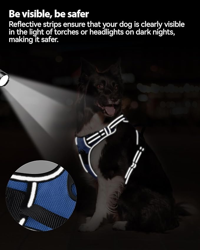 Joytale No Pull Dog Harness for Extra Large Dogs, Reflective Pet Vest with Front Clip, Adjustable Soft Padded Harnesses with Easy Control Handle for Training and Walking, Navy Blue, XL