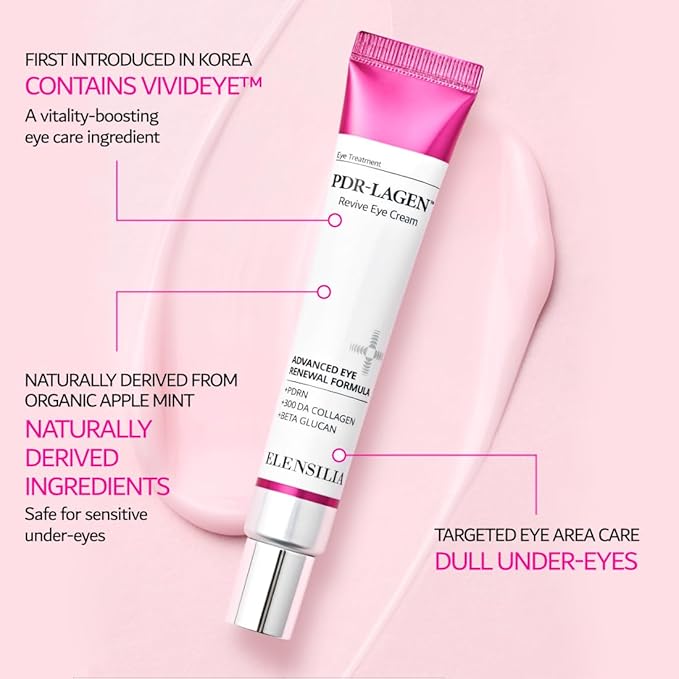 Elensilia PDRN Eye Cream with 10% PDR-LAGEN™ Complex & Volufiline – Korean Salmon DNA Under Eye Cream for Dark Circles, Puffiness, and Wrinkles – Fast Absorbing Anti-Aging Moisturizer 1.01 fl oz(30ml)