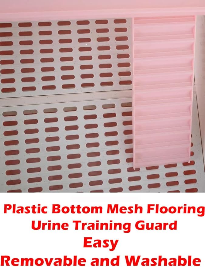 Pink Large Multi-Floor Deluxe in/Outdoor Guinea Pig Chinchilla Ferret Squirrel Hedgehog Kitten Rabbit Bunny Hutch House Critter Habitat Easy Removale Washable Tray Paw Safe Platform Ladder Floor