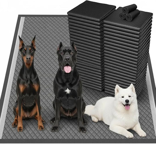 Extra Large Activated Charcoal Puppy Pads 36"x36", 50 Count – Leak-Proof & Super Absorbent 6-Layer Disposable Pee Pads with Advanced Odor Control & Quick Dry for Dog Training, Home Protection & Cat