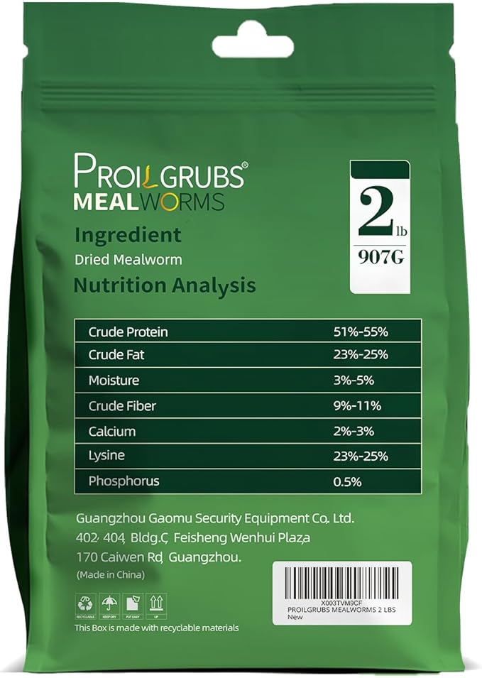 PROILGRUBS 2 LBS Dried Mealworms Super High Protein Nutritious Feed for Birds &Chickens - Organic Meal Worms for Laying Hens,Duck,Fish,Turtle,Reptil…