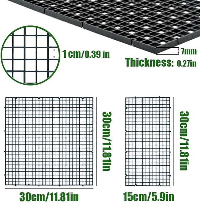 LINLAN 6 Pieces 11.8x11.8in (30X30cm) Aquarium Grid Plastic, Fish Tank Divider, Egg Crate for DIY Filtration and Bottom Protection in Aquascaping (White-No Accessories)