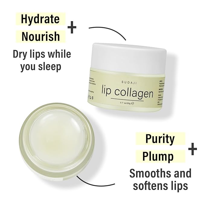 Lip Collagen + Peptide 0.7oz, Collagen Lip Mask with Vitamins E, A -Lip balm to Nourish & Hydrate Lips, Lip Moisturizer for Gentle exfoliating (Coconut)