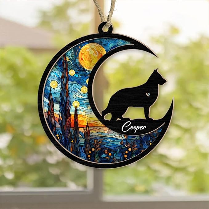 Dog Memorial Suncatcher - Custom with Name, Date & Breed - Pet Loss Keepsake - Home Decor