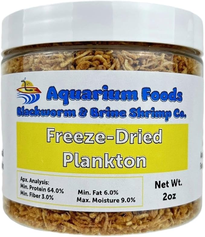 Aquatic Foods Inc. Pacific Plankton - Freeze-Dried Plankton for Discus, Cichlids, Koi & Pond Fish, All Community Tropical Fish, All Marine Saltwater Fish, Corals, Sea Anemones…2oz Med Round Jar