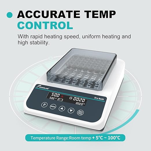 JOANLAB Double Position Dry Bath Incubator,with 0.2mlx96, 1.5mlx35 Aluminium Heating Block,Programmable Digital Lab Dry Bath Heater w/Timer Control