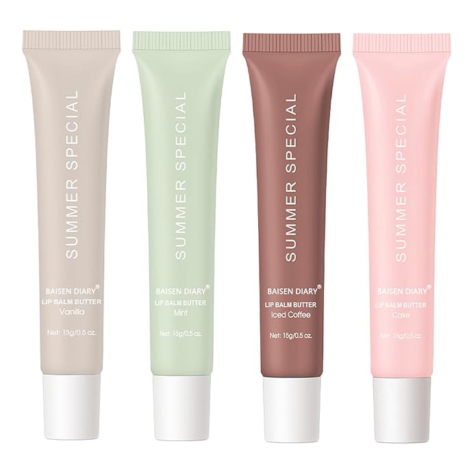 4 PCS Summer Special Lip Butter Balm - Ultra-Hydrating, Nourishing Lip Care with Natural Ingredients, Shea Butter & Olive Oil, Soothes & Softens Dry Lips (4PCS, 0.5 Fl Oz (Pack of 4))
