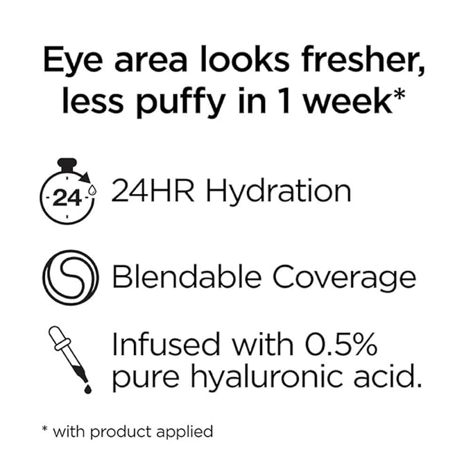 L’Oréal Paris True Match Eye Cream in a Concealer, 0.5% hyaluronic acid, Light W3-4, 0.4 fl. oz.