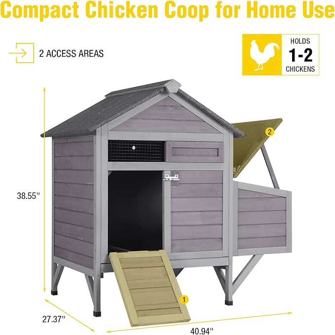 AIVITUVIN Chicken Coop for 2 Chickens Home Ues Outdoor Small Wooden Chicken House with Expandable Run for Poultry Duck Coop Pull Out Tray Quail Cage,Hen Habitat