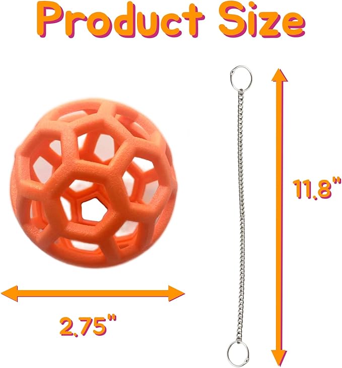 2 Pcs Tortoise Treat Ball, Hanging Hay Feeder for Small Animals, Turtle Foraging Toy with Fruit with Chain, Enrichment Feeding Ball for Pet Tortoise
