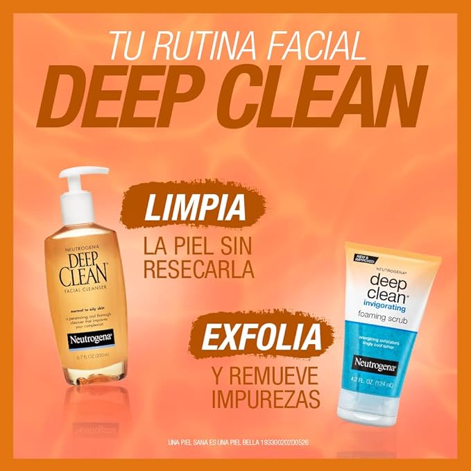 Neutrogena Deep Clean Daily Facial Cleanser with Beta Hydroxy Acid for Normal to Oily Skin, Alcohol-Free, Oil-Free & Non-Comedogenic, 6.7 fl. oz