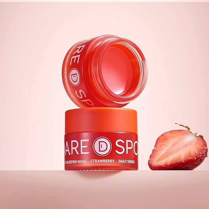 Sleeping Lip Mask Strawberry - Overnight Lip Treatment, Lip Care Hydration, Repair for Dry Cracked Lips, Vitamin C, Soft and Nourished Lips Overnight, Christmas, with Shea Butter - 0.42 Fl Oz