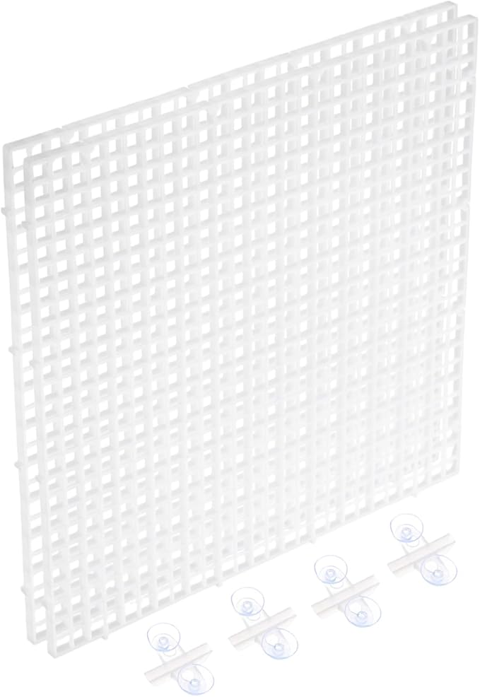 uxcell 2Pcs Aquarium Fish Tank Divider, 12x12 Inch Plastic Egg Crate Light Diffuser Grid Filter Bottom Partition Separator with Sucker Clips and Suction Cups for Aquarium, White