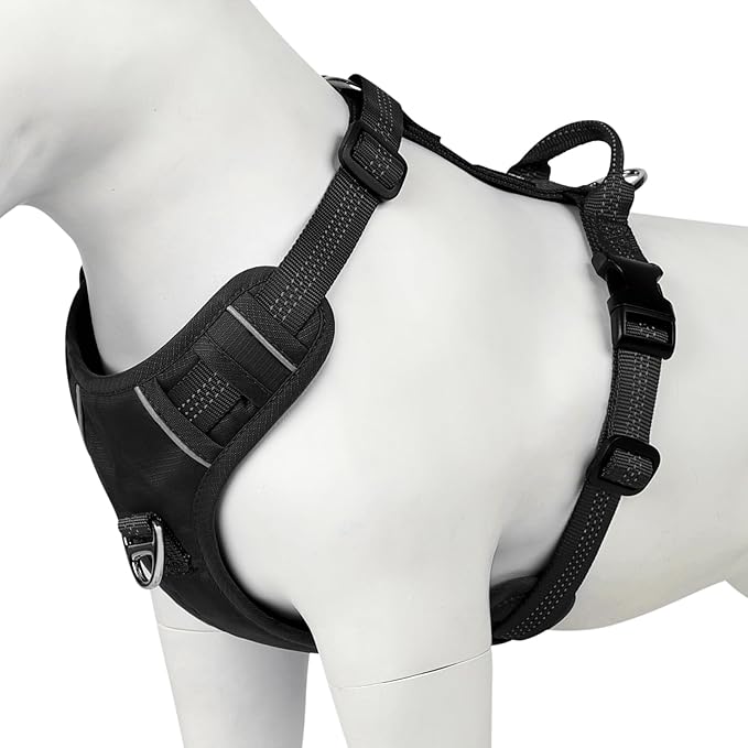 Plutus Pet No Pull Dog Harness, Reflective Adjustable Dog Vest Harness with Handle, Escape Proof, Soft Padded for Small Medium Large Dogs (Black, XL)