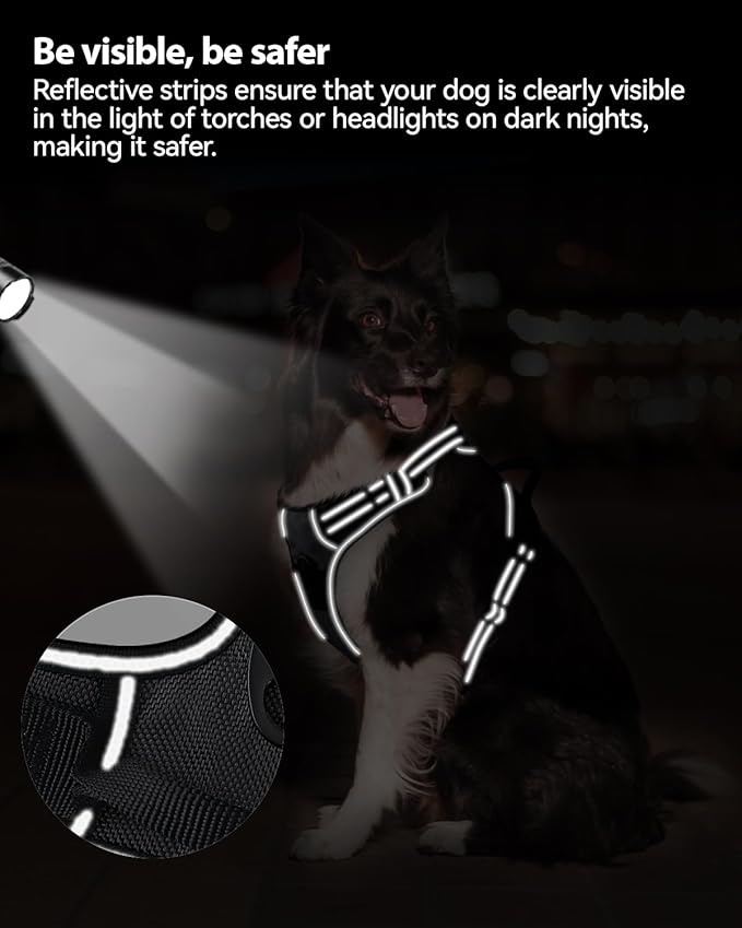 Joytale No Pull Dog Harness for Extra Large Dogs, Reflective Pet Vest with Front Clip, Adjustable Soft Padded Harnesses with Easy Control Handle for Training and Walking, Black, XL