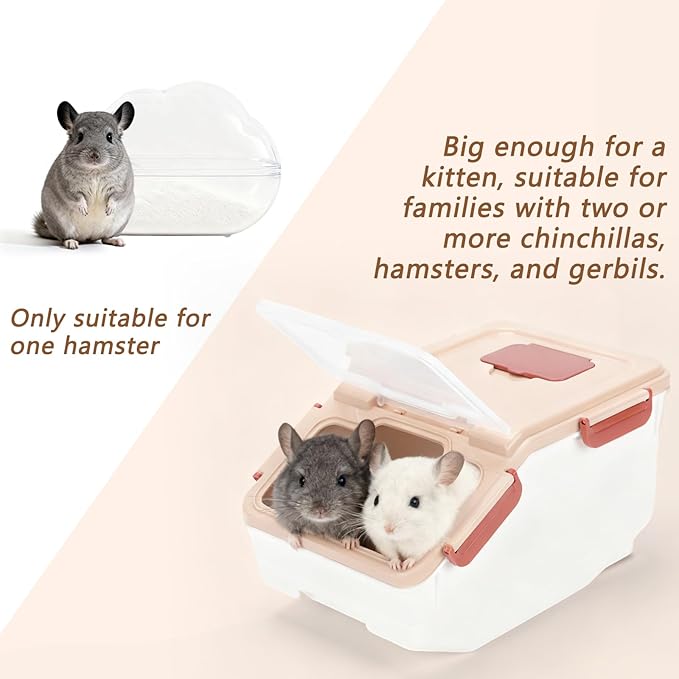 Extra Large Chinchilla Sand Bath Container Kit, Plastic Chinchilla Dust Bath House with Wash and Care Accessories, Dust Bathtub for Hamster Hedgehog Guinea Pig and Other Small Animals