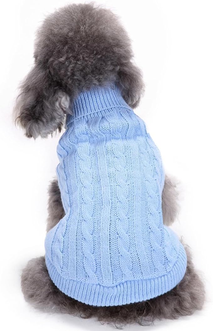 Small Dog Sweaters Knitted Pet Cat Warm Dog Sweatshirt Winter Clothes Kitten Puppy Sweater (X-Small,Light Blue)