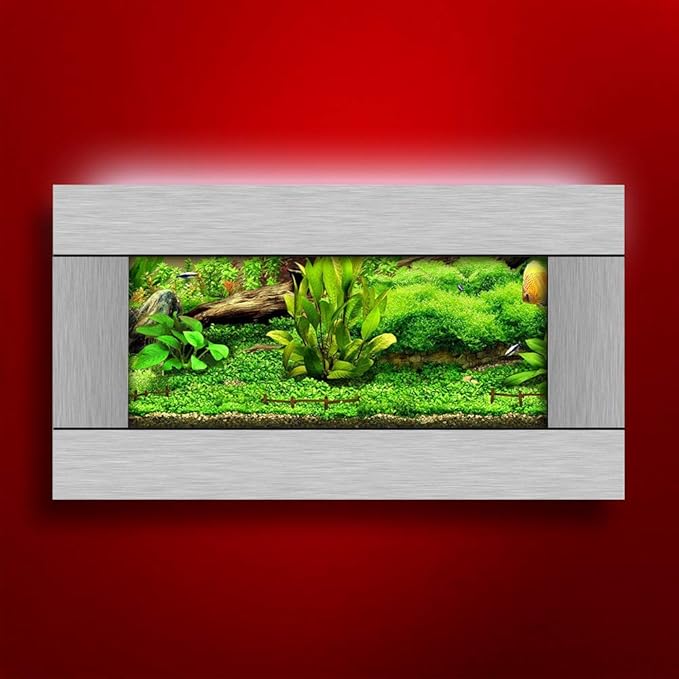 Aussie Aquarium 2.0 View Slim Wall Mounted Fish Tank Kit | 2 Gallon, 4.5" Deep | LED Light, Filter, Decor Kit, Easy Setup