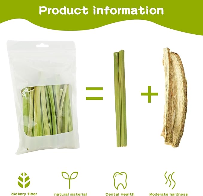 Rabbit Chew Sticks Hamster Chew Toys, Papaya Stems & Papaya Tree Core, Natural Molar Treats and Toys for Hamster Chinchilla Guinea Pig Gerbils, Rats, Mice, Ferrets and Other Small Animals