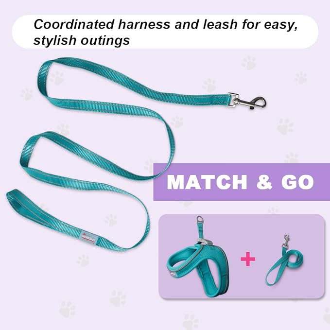 Cat Harness and Leash Set,Escape Proof Kitten Harness,Step in Adjustable Soft Lightweight,Easy Control,Reflective Strips Comfortable for Walking Travel(Ocean Blue,XXXS)