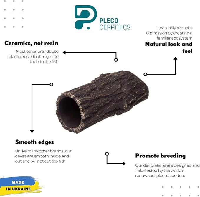 Plecoceramics Pleco Cave Natural Breeding Ceramic Decorations Fish Tank Aquarium Medium Size (1 pcs)