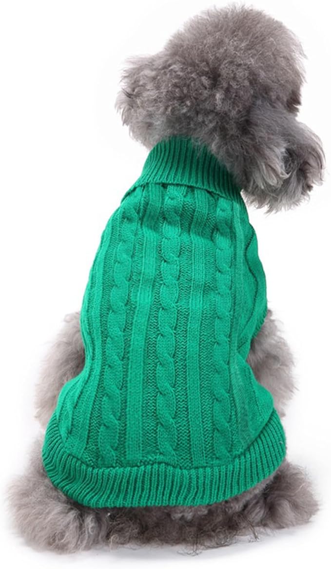 CHBORCHICEN Small Dog Sweaters Knitted Pet Cat Warm Dog Sweatshirt Winter Clothes Kitten Puppy Sweater (Small,Green)