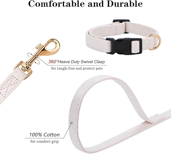 No Pull Dog Harness- Lightweight, Soft, Adjustable Small Harness Collar and Leash Set, Suitable for Cats Puppy Small and Medium-Sized Dog Outdoor Training and Running (Beige, XS)