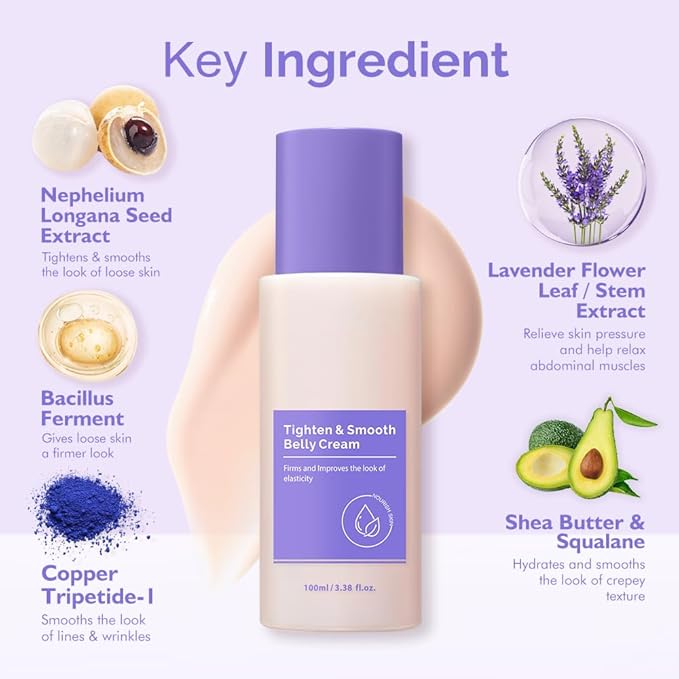 Tighten & Smooth Belly Cream - Tighten and Lift Neck Cream, Advanced Firming Lotion for Arms, Butt & Thighs | Visibly Lift Loose Skin, Improve Elasticity & Tone