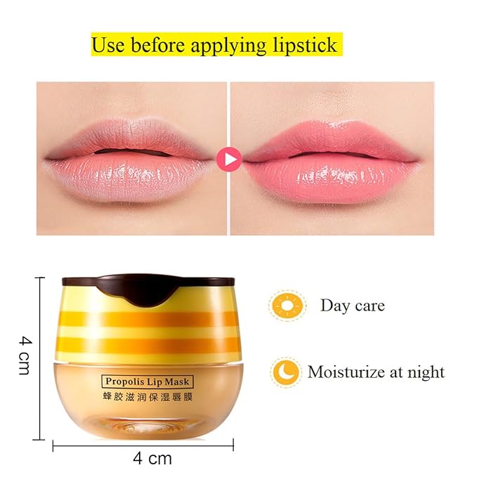 2 PCS Bee Lip Balm Honey Pot,Honey Propolis Lip Mask Moisturizing Moisture Nourishing Dry & Chapped Lips