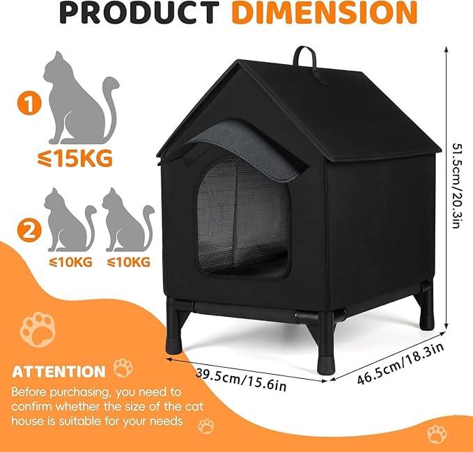Outdoor Cat House/Waterproof Cat Shelter: Elevated Design with Thermal Insulation, Cold and Wind Resistance, Easy to Move – Provides Cats with a Comfortable Resting Space.