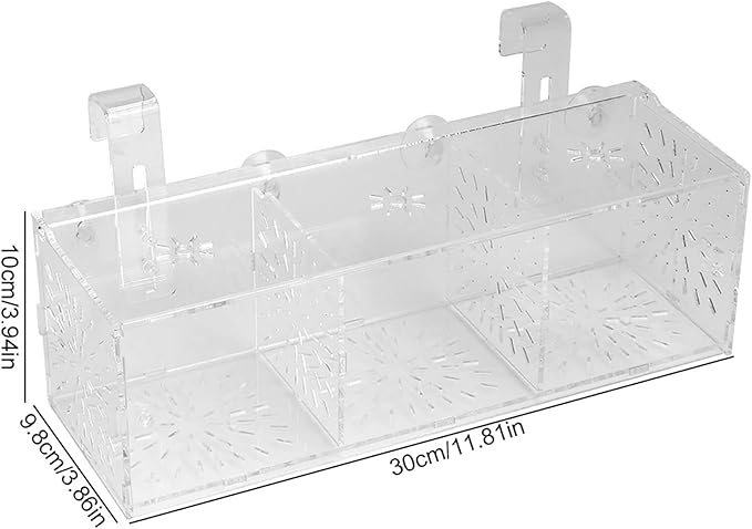 Fish Separation Box, Acrylic Transparent Fish Tank Breeding Isolation Box Aquarium Hatchery Incubator Holder(30CM*10CM*10CM)