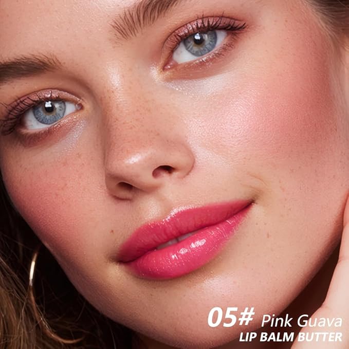 Summer Lip Butter Lip Balm, Ultra-Hydrating Natural Vegan Lip Balm, Sheer-Tinted Shine & Hydration, Soothes & Softens Dry Lips Skincare, Bálsamo labial hidratante #5 Pink Guava