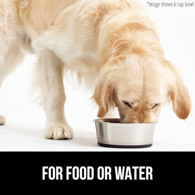 GORILLA GRIP Dog Bowl, Holds 2 Cups (16 fl oz), Heavy Duty Metal Food and Water Bowl for Feeding Dogs and Cats, Easy Clean, Dishwasher Safe, Rust Resistant Stainless Steel, BPA Free Rubber Base, Black