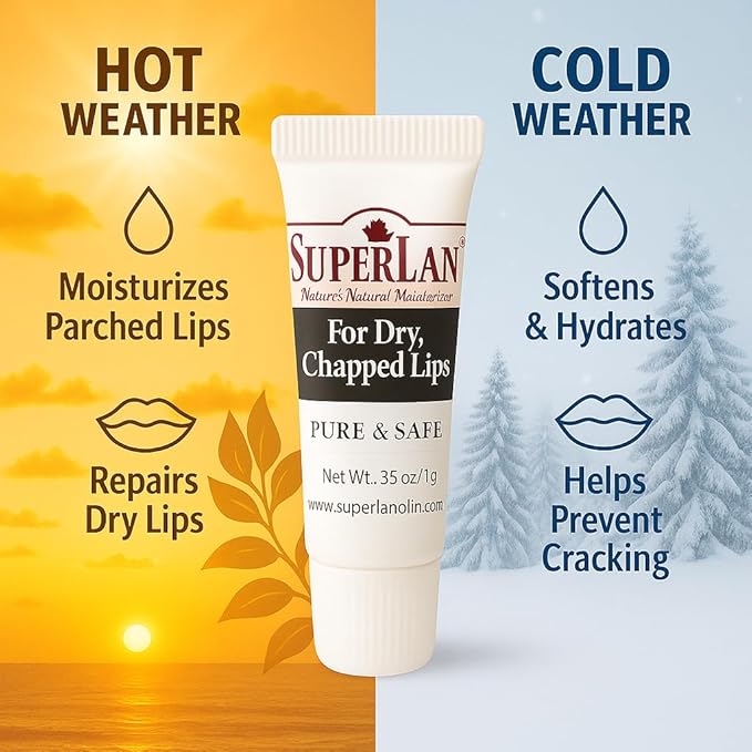 Organic Lanolin Lip Balm - Lip Repair for Hot/Dry Weather - Natural Nipple Cream Lanolin - Moisturizer for cracked lips - Hydrating lip care - Pure jojoba oil - Kosher Strawberry chapstick (0.35 Oz)