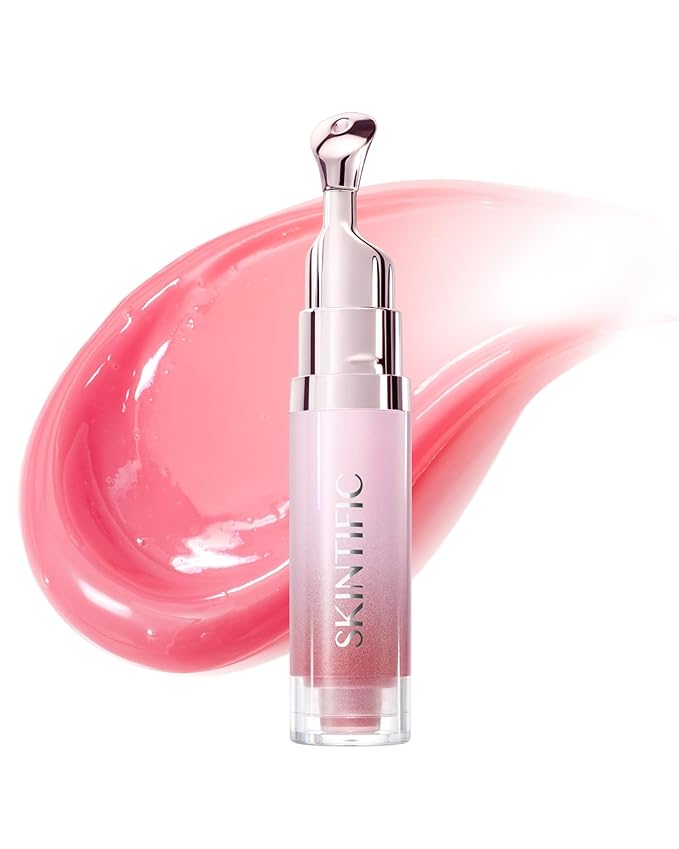 Peptide Brightening Lip Serum, Hydrating & Plumping Tinted Lip Gloss, Moisturizing Lip Balm with Polypeptides & Squalane for Glossy Sheer, Smooth Lips(01 Baby Pink)
