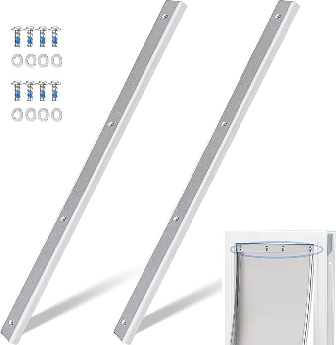 2PCS Aluminium Alloy Dog Door Flap Replacement Bracket Compatible with PetSafe Dog Door Replacement Flaps PAC11-11038 - Easy Installation with 304 Stainless Steel Flat Washers & Screws-Mediumn